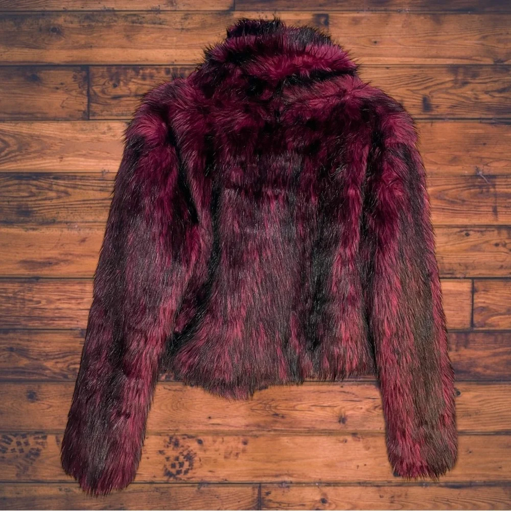 Decree‎ Vegan Fur Burgundy Jacket Large